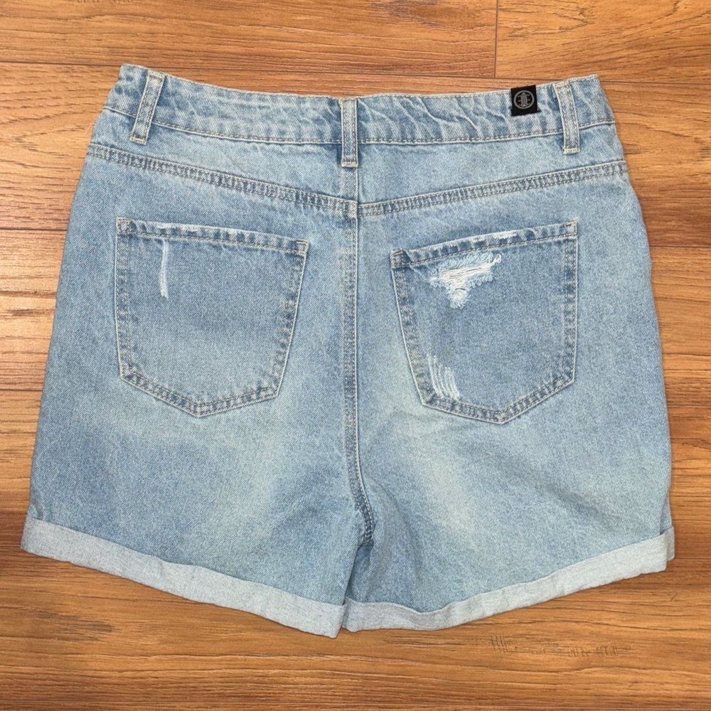 Elite Jeans High Rise Distresses Denim Mom Shorts SIze 11/30 - Picture 2 of 5